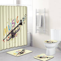 Music Note Music Color Bathroom Carpet Shower Curtain Personality Water-absorbent Non-slip Mat Four-piece