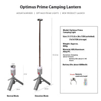 Portable Camping Lantern Multi-functional Outdoor Aluminum Alloy Retractable Bracket Long Endurance Ambience Light