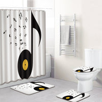 Music Note Music Color Bathroom Carpet Shower Curtain Personality Water-absorbent Non-slip Mat Four-piece