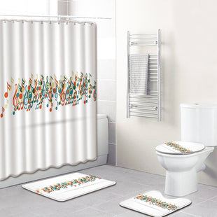 Music Note Music Color Bathroom Carpet Shower Curtain Personality Water-absorbent Non-slip Mat Four-piece