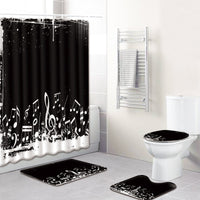 Music Note Music Color Bathroom Carpet Shower Curtain Personality Water-absorbent Non-slip Mat Four-piece